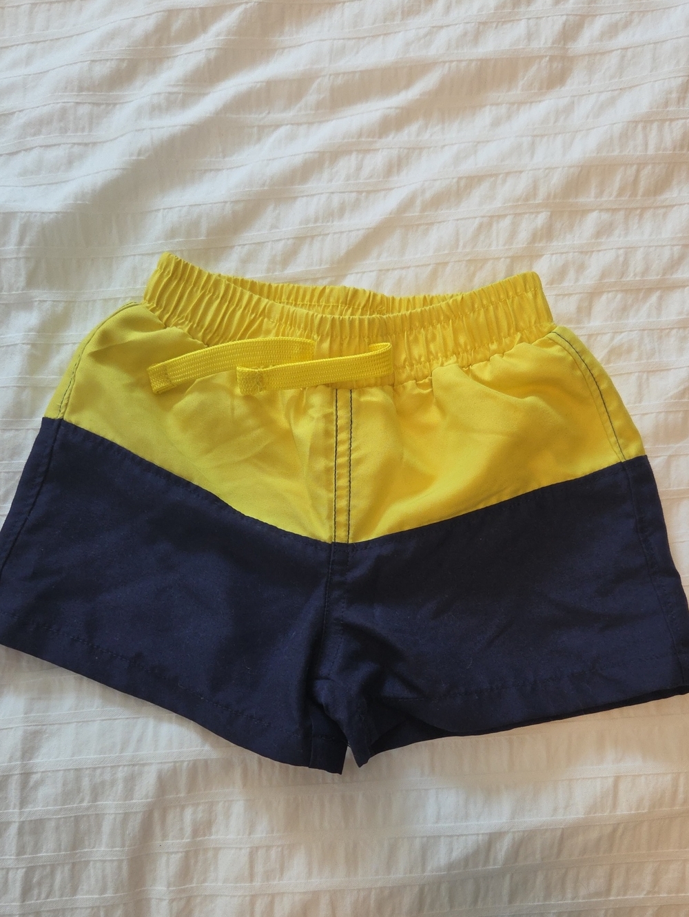 Primary 6-12 Month Yellow and Navy Colorblock Swim Trunks